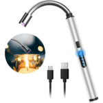 ولاعة كهربائية ستانلس ستيل بمنفذ USB قابلة لإعادة الشحن وشاشة عرض،تعمل باللمس ومقاومة للرياح لإضاءة الشموع والفرن |الوان متعددة