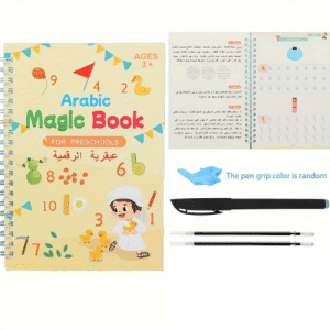 مجموعة كتب سحرية قابلة لاعادة الاستخدام للتعليم المبكر عربي لتعليم الارقام والحروف والرسم والحساب | 4 كتب