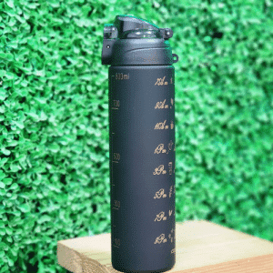 زجاجة مياه رياضية 800 مل مع مصفاة ،مقسمة رقميا خالية من BPA| أسود