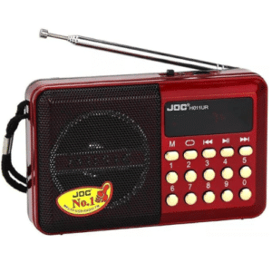 راديو جوك الرقمي المحمول – مشغل موسيقى MP3 يدعم USB وفتحة بطاقة الذاكرة TF مع راديو FM – لون أحمر