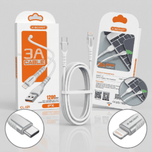 X-Scoot  كابل الشحن السريع للايفون X-Scoot IPX  – 3A – أبيض